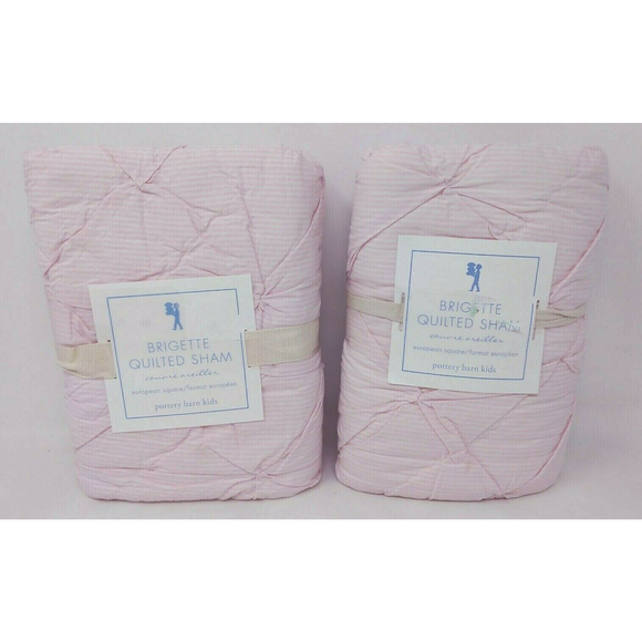 Pottery Barn Kids Brigette Ruffle Quilted Shams Pair‎ 2 European Square 26" NEW - Picture 1 of 12